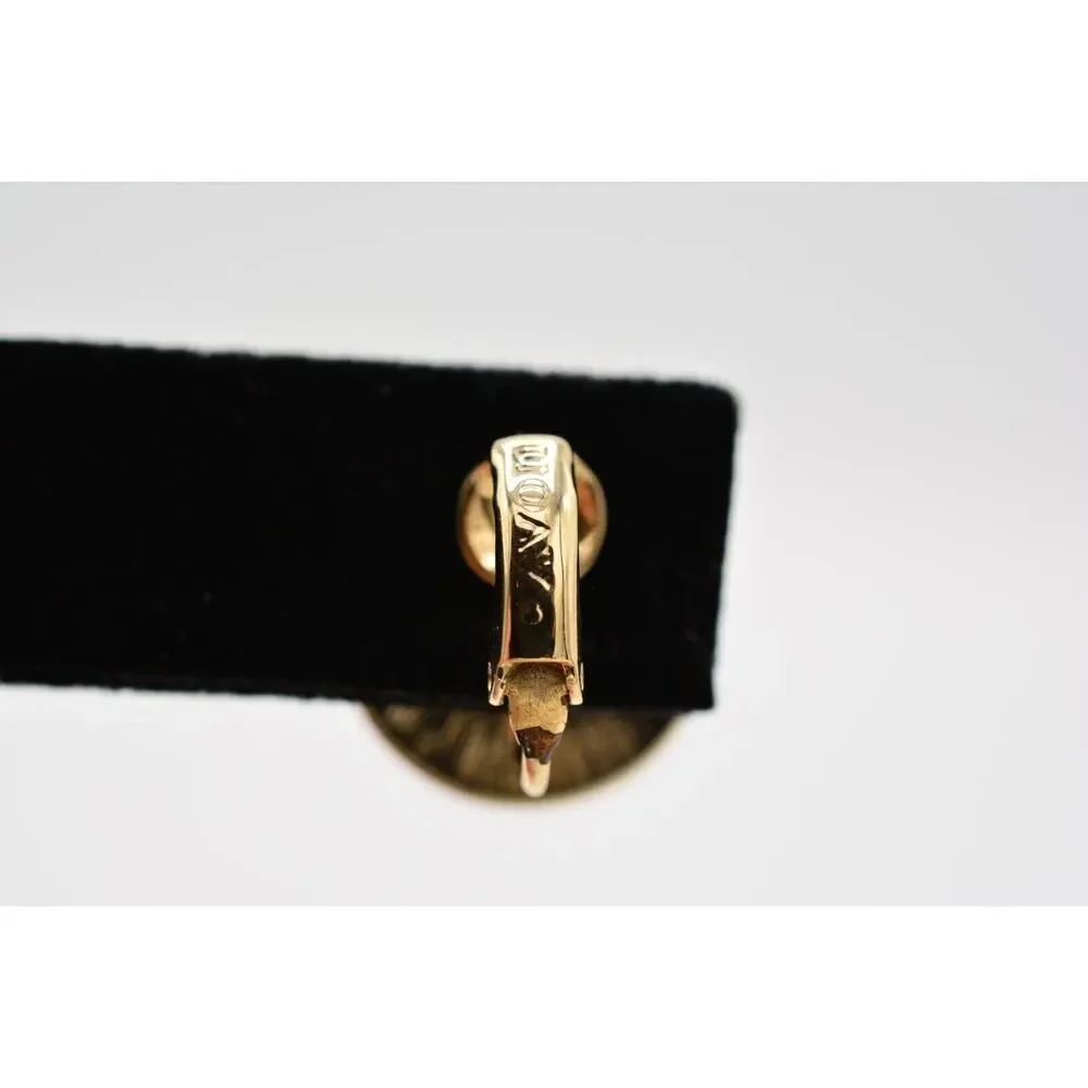 Vintage Cabochon Clip On Earrings Purple Round Gold Tone Jewelry Huggie 1980s 9L
